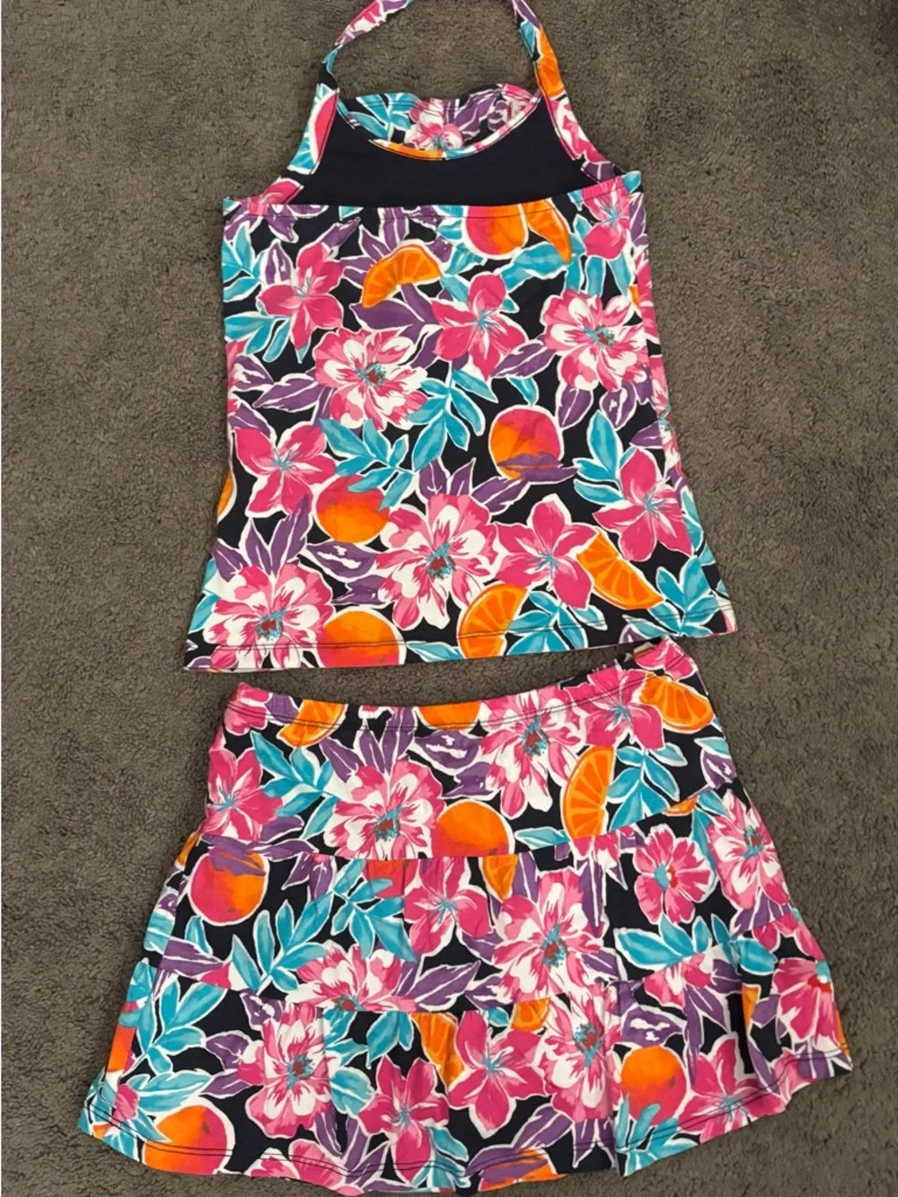 Vintage EST 1989 The Children's Place Girls Floral Top & Skirt Set L10/12 Cotton - Picture 2 of 6
